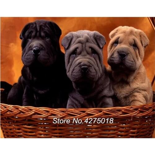 5D Diy Diamond Painting,Lovely SharPei Dog,Embroidered with Rhinestones,Square Animal Diamond Painting,Wall Art,Decoration YG673