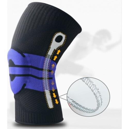Compression Sleeve Knee Brace Pads with Side Spring Support Stabilize Sports Running Basketball Patella Arthritis Pain Relief