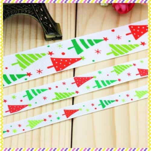 Free shipping christmas tree 3 size options printed grosgrain ribbon hairbow headwear party decoration diy wholesale OEM P3464