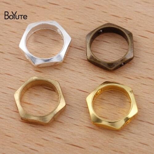 BoYuTe (200 Pieces/Lot) Inner 6MM Diameter Hexagonal Brass Ring DIY Jewelry Accessories Handmade Materials