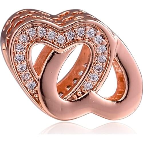 CKK Entwined Love Rose Gold Bead Charms 925 Sterling Silver Beads Fit Pandora Bracelets Necklaces DIY Silver 925 Jewelry