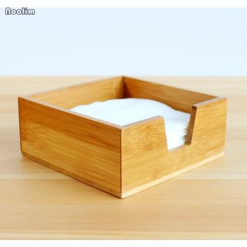 Bamboo Wooden Office Desktop Storage Box Hotel Living Room Square Napkin Holder Towel Paper Storage Box Tissue Paper Holder