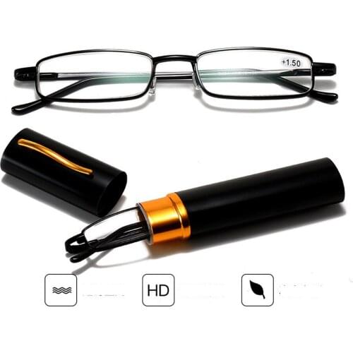 CLARA VIDA Pen Holder Anti-blue Light Reading Glasses Metal Spring Feet Ultra-light Portable+1.0 +1.5 +2.0 To +4.0