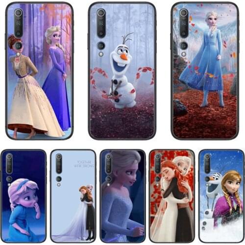 Disney Frozen Princess Elsa Anna Phone Case For xiaomi mi11 5g 10 liti Ultra 9Pro SE 3 8 Note Anime Black Cover Silicone Back Pr