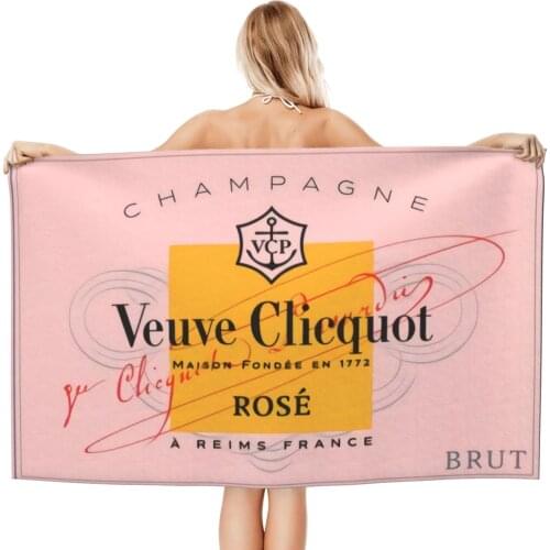 Veuve Clicquot Champagne Beach Towels, XL Bath Towels, Personalized Design, Sand Cloud Luxury Beach Towels_mystyj033