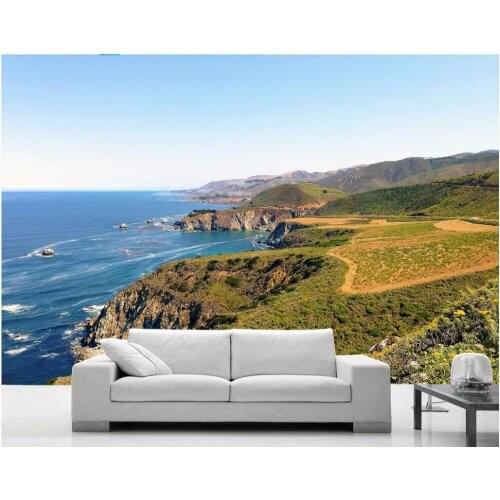 Custom photo mural 3d wallpaper Coastline beach sea blue sky scenery Home decor 3d wall murals wallpaper for living room