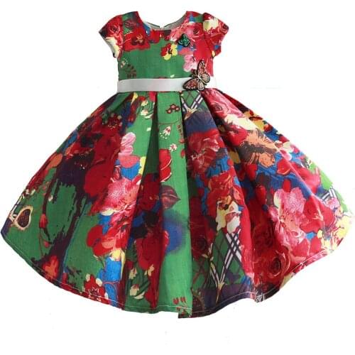 Hetiso Girls Party Dress Butterfly Bow Floral Print Kids Dresse for Party Christmas Cotton Lining Girls Cloth vestidos nina 3-8T