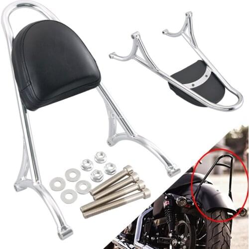 Chrome Motorcycle Luggage Rack Sissy Bar Rear Passenger Backrest Cushion Pad Fit For Harley Sportster XL 883 1200 2004-2016