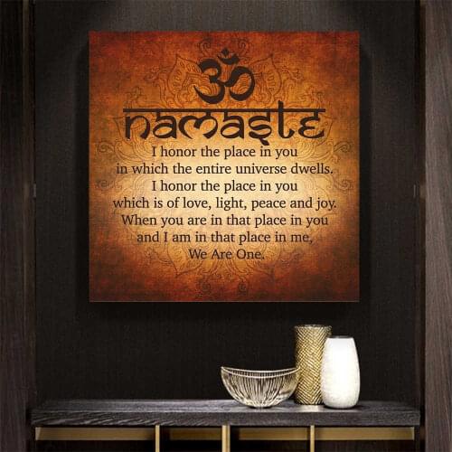 Culturenik Namaste Buddhist Inspirational Motivational Spiritual Quote Posters and Prints Wall Art Canvas Painting Home Decor