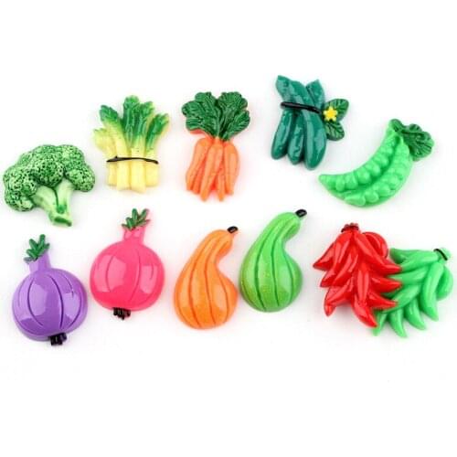 Kawaii Resin Cabochons 10pcs Flatback Colorful vegetables Patch Sticker Charms Ornament Accessories DIY Phone Shell Sticks 10pcs