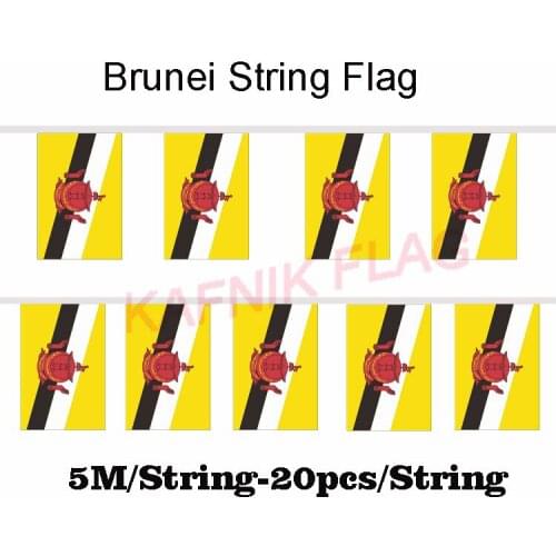 KAFNIK,5 meters 20 faces 14*21CM brunei String Flag Banner Bar For Party Decoration/World Event Carnival Decor