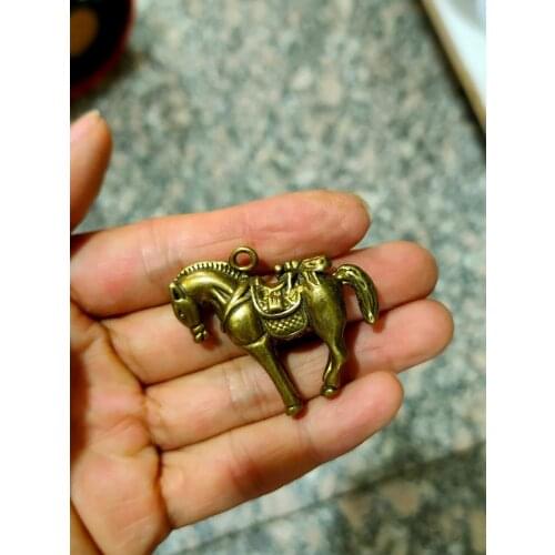 CHINA antique brass fengshui Horse small Statue Metal crafts family decorations Necklace pandent