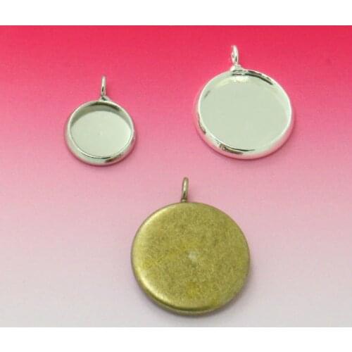 Pendant Settings Clasps Cabochon Base Bezel Trays Blank Fit 10/12/14/16/18/20mm Cabochons Cameo DIY Jewelry Making