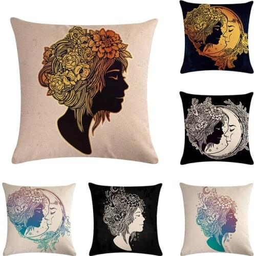 Hot Sale Mysterious Imagine Fantasy Clouds Sky Moon Stars Earth Dream Girl Prints Cushion Cover Pillow Case Pillow Cover ZY1273