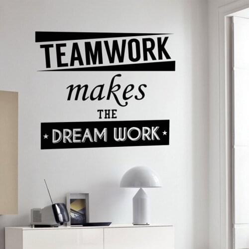 Wall Vinyl Decal Quote Teamwork Makes The Dream Work Inspiration Words Sticker Home Office Decoration Murals C16-17