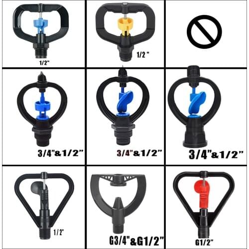 G1/2" & G3/4" High Quality Durable Rotary Lawn Irrigation 360 Degree Rotatable Water Sprinkler Head Yard Garden Watering Tools