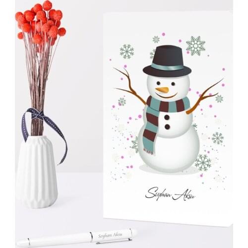 Personalized Christmas Snowman Themed White Notebook Pen Set-1