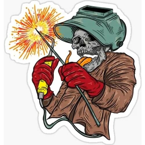 S50335# 13CM/15CM/17CM Personality PVC Decal for Skull Welder Welding Car Sticker on Motorcycle Laptop Decorative Accessories