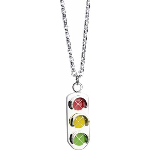 Stainless Steel Rainbow Traffic Lights Hip Hop Pendant Necklace Jewelry Gift For Him Street Dance Gifts with Chain