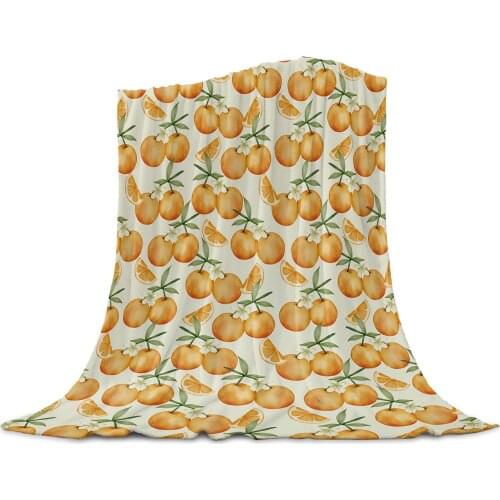 Plant Fruit Orange Blankets for Beds Home Bedspread Travel Flannel Blanket Throw Blanket for Sofa