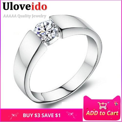 Wide Ring Set Men Jewelry Silver Color Wedding Rings for Women Bague Homme Anel Masculino Feminino Bijouterie Uloveido J002