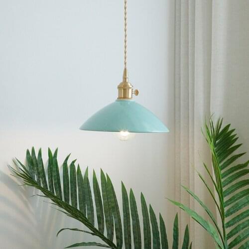 Nordic Indoor Simple Japanese Blue LED Pendant Lights Restaurant Bedroom Living Room Bedside Bar House Single Head Chandelier
