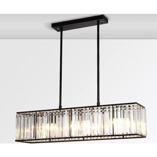 Modern Glass Tube Rectangular LED Chandelier Light Stylish American Hanging Lamp For Dinning Room Glass Crystal Hanging Light