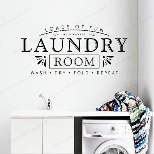 Laundry room vinyl wall decal wash dry fold repeat loads of fun wall sticker decorationHJ37