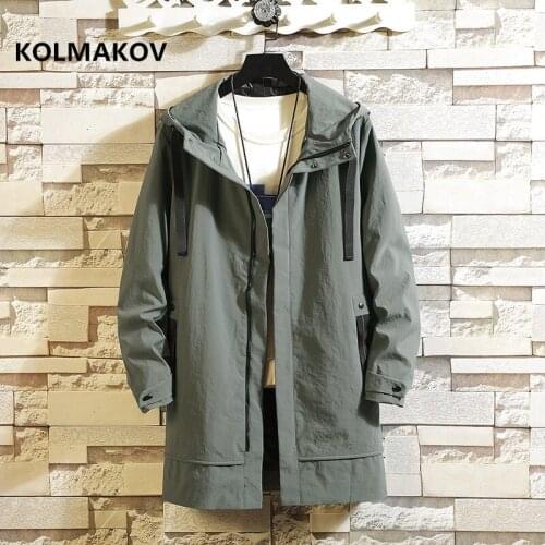 Spring and Autumn Mens fashion trench Coat Man Hooded coats Slim fit Casual Windbreakers Mens High Quality Overcoat Men