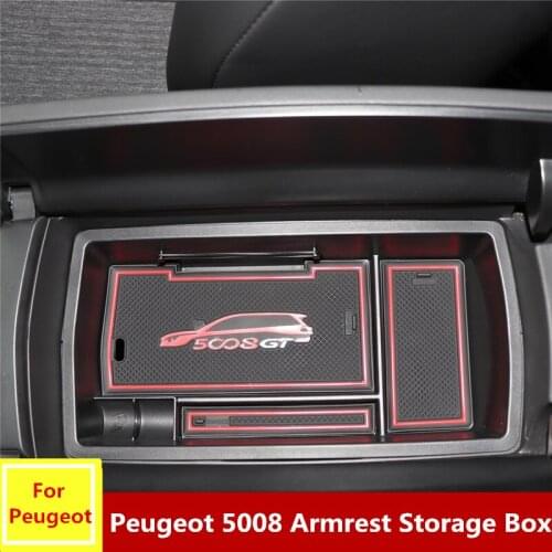 Inner Accessories Armrest Console Central Storage Box Container armrest storage box For Peugeot 5008 2017 2018 2019 modification
