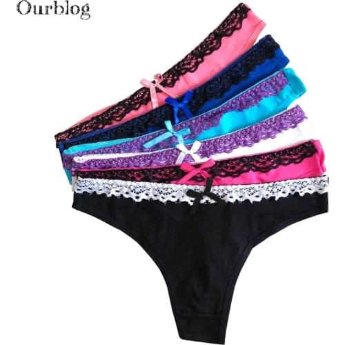 OURBLOG 5 PCS Womens Cotton Panties Girl Briefs Sexy Fashion Sexy Thong Underwear T Word Pants G String Underwear Wholesale
