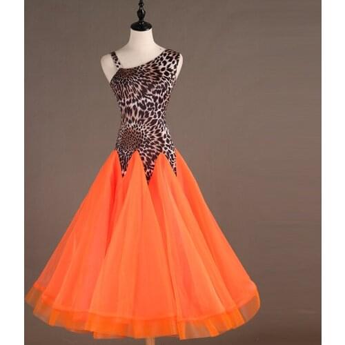 New Waltz Dress Adult Leopard VS Skirt Ballroom Dance Ladies Dance Costume Party Stage Wear Women Dance Competition Dress VDB555