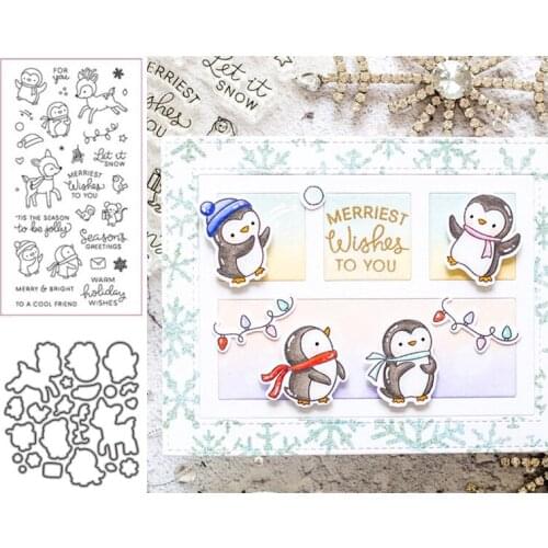 Winter Penguin Deer Cutting Dies Stamps Dies Scrapbooking Handmade Tools Mold Cut Stencil New DIY Card Make Mould Model Craft