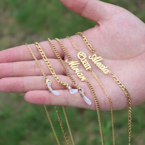Gold Personalized Name Glass Chain Stainless Steel Necklace Custom Name Eyeglasses Chain Holder Sunglasses Bijoux Christmas Gift