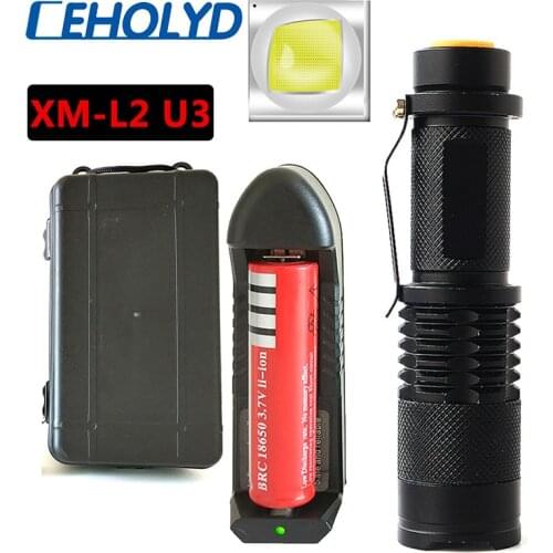 CEHOLYD Zoom XM-L2 U3 Led Flashlight Torch Outdoor for Camping 5 Mode Bulbs 18650 Rechargeable Battery Aluminum Waterproof