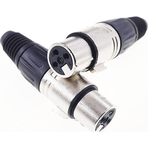 100 pcs 3 pole Female cable connector Nickel housing Silver contacts Cable Wire Solder Assembly 3 Pin Socket Cross Part NC3FXX