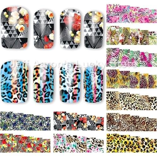 12 sheets beauty water transfer nail stickers decals for nail art tips decorations manicure supplies tools leopard designs A120