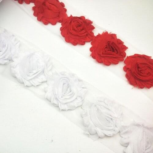 2.5inch chic frayed Gold and silver chic frayed shabby shiny flower trim yards flower For DIY Headbands 7.5yards/pack XFH330