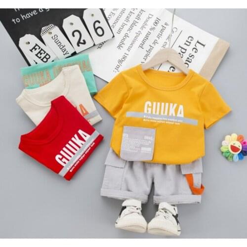 Kids Clothes Toddler Boys/Girls Clothing Set Children Summer Cartoon Kids Pocket T Shirt+Shorts 2pc Infantil Baby Suit clothes
