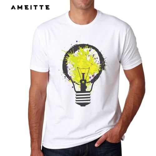 2019 Fashion Color Painted Bulb Design T-Shirt Summer Mens Hipster Cool Short Sleeve Tops Funny Tee Shirts Homme