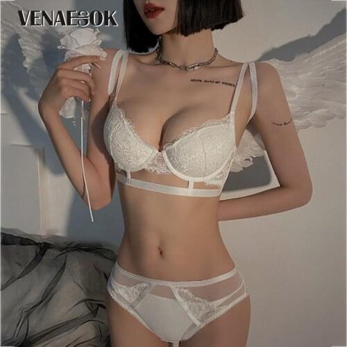 2021 Sexy Bra Panties Sets High Quality womens bra top Underwear Set Push Up Cotton Thick Brassiere Lace Lingerie Embroidery