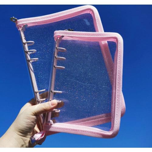 2021 Yiwi Creative A5 A6 Zip PVC Notebook Accessory Sheet Shell Office School Transparent Concise 6 Holes Binder Planner Cover