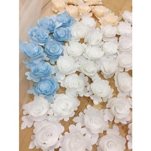 3D Flower Beads Sewing On Patch Applique For DIY Dolls Clothing Wedding Dress Lace Patches Beading Appliques Nice! 10Pcs/Lot