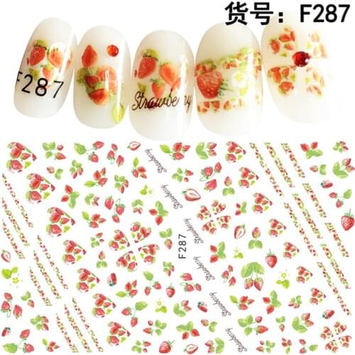 5 sheets strawberry fruit design thin ADhesive Nails Art decorations Stickers decals nail accessories manicure DIY tools F285289
