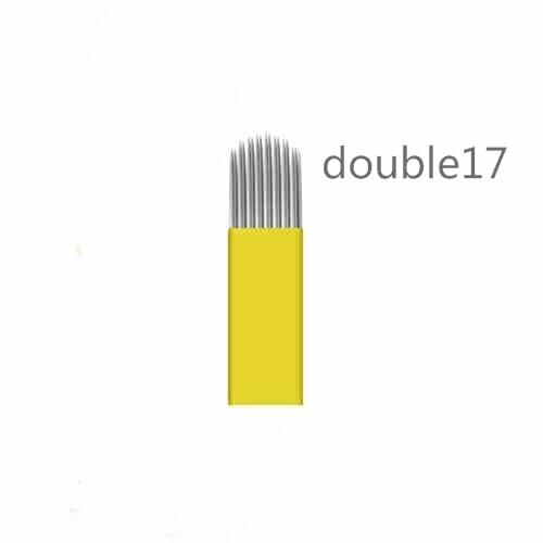 50pcs 17 Pin Double Needles Blade For Permanent Eeybrow tattoo needle tips Manual Beauty Makeup microblading blades fog eyebrow