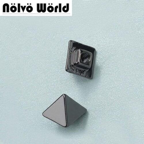 50pcs 4 colors 8*8mm gun black metal screw type rivet bag studs perforated copper rivet button