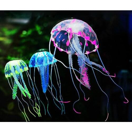6Pcs/Set Non-toxic Silicone Glowing Jellyfish Artificial Aquarium Decoration Ornaments for Aquarium Fish Tank Decor