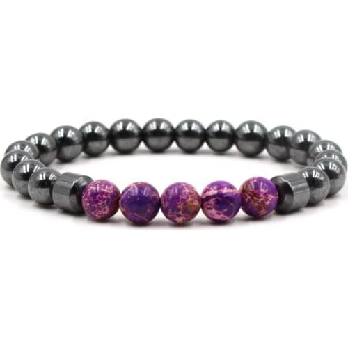 8mm ikj43 adjusted Charm nature pulper Emperor stone hematite bead Bracelet women Healing Prayer Reiki Chakra Buddha Yoga