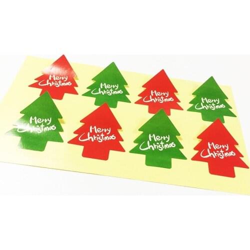 80Pcs/lot Red and green Christmas tree shape sealing stickers Cute Tree Sticker Christmas Gift Decoration Sealing Stickers