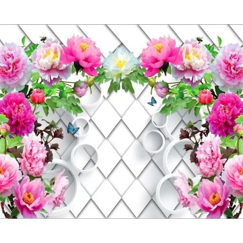 Beibehang Custom wallpaper peony 3D diamond background mural home decor living room bedroom TV background walls 3d wallpaper